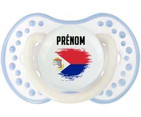 Drapeau effet pinceau Sint Maarten avec prénom Tétine LOVI Dynamic Blanc-cyan classique