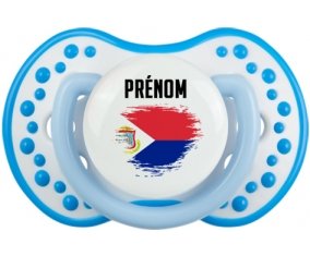 Drapeau effet pinceau Sint Maarten avec prénom Tétine LOVI Dynamic Blanc-bleu phosphorescente
