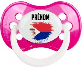Drapeau effet pinceau Sint Maarten avec prénom Sucette Anatomique Rose foncé classique