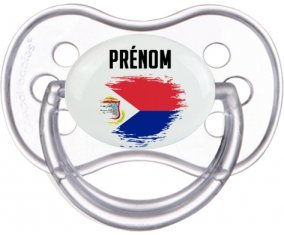 Drapeau effet pinceau Sint Maarten avec prénom Sucette Anatomique Transparente classique