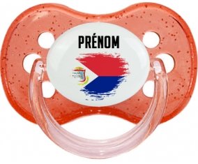 Drapeau effet pinceau Sint Maarten avec prénom Sucette Cerise Rouge à paillette