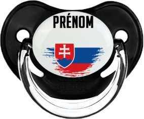 Drapeau effet pinceau Slovaquie avec prénom Sucette Physiologique Noir classique