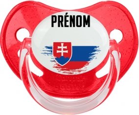 Drapeau effet pinceau Slovaquie avec prénom Sucette Physiologique Rouge à paillette