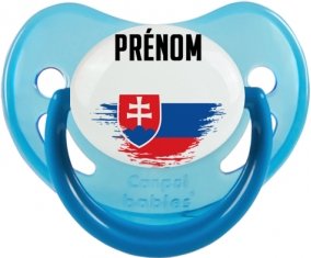 Drapeau effet pinceau Slovaquie avec prénom Sucette Physiologique Bleue phosphorescente