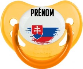 Drapeau effet pinceau Slovaquie avec prénom Sucette Physiologique Jaune phosphorescente