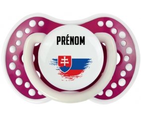 Drapeau effet pinceau Slovaquie avec prénom Sucette LOVI Dynamic Fuchsia phosphorescente