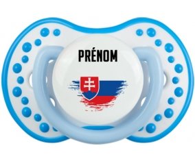 Drapeau effet pinceau Slovaquie avec prénom Sucette LOVI Dynamic Blanc-bleu phosphorescente
