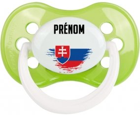 Drapeau effet pinceau Slovaquie avec prénom Tétine Anatomique Vert classique