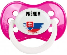 Drapeau effet pinceau Slovaquie avec prénom Tétine Anatomique Rose foncé classique