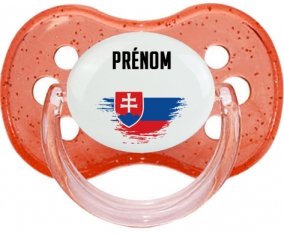 Drapeau effet pinceau Slovaquie avec prénom Sucette Cerise Rouge à paillette