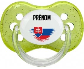 Drapeau effet pinceau Slovaquie avec prénom Sucette Cerise Vert à paillette