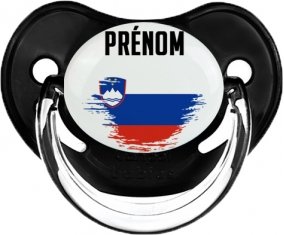 Drapeau effet pinceau Slovénie avec prénom Sucette Physiologique Noir classique