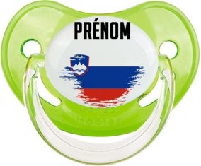 Drapeau effet pinceau Slovénie avec prénom Sucette Physiologique Vert classique