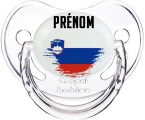Drapeau effet pinceau Slovénie avec prénom Sucette Physiologique Transparent classique