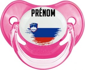 Drapeau effet pinceau Slovénie avec prénom Sucette Physiologique Rose classique