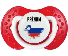 Drapeau effet pinceau Slovénie avec prénom Sucette LOVI Dynamic Blanc-rouge classique