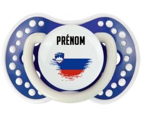 Drapeau effet pinceau Slovénie avec prénom Sucette LOVI Dynamic Bleu-marine phosphorescente