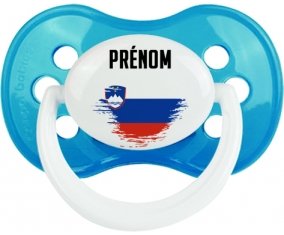 Drapeau effet pinceau Slovénie avec prénom Sucette Anatomique Cyan classique