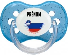 Drapeau effet pinceau Slovénie avec prénom : Tétine Cerise personnalisée