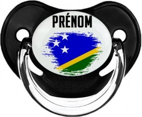 Drapeau effet pinceau îles Salomon avec prénom Tétine Physiologique Noir classique