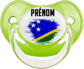 Drapeau effet pinceau îles Salomon avec prénom Tétine Physiologique Vert classique