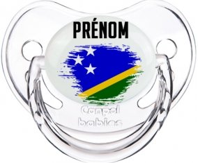 Drapeau effet pinceau îles Salomon avec prénom Tétine Physiologique Transparent classique