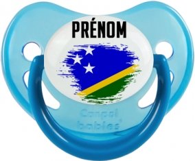 Drapeau effet pinceau îles Salomon avec prénom Tétine Physiologique Bleue phosphorescente