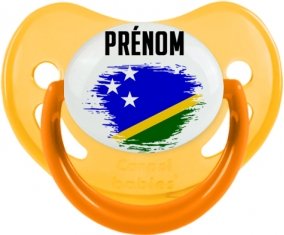 Drapeau effet pinceau îles Salomon avec prénom Tétine Physiologique Jaune phosphorescente