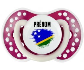 Drapeau effet pinceau îles Salomon avec prénom Sucete LOVI Dynamic Fuchsia phosphorescente