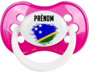 Drapeau effet pinceau îles Salomon avec prénom Sucete Anatomique Rose foncé classique
