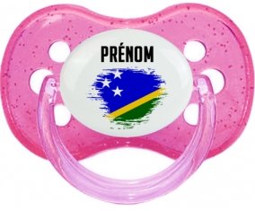 Drapeau effet pinceau îles Salomon avec prénom Sucete Cerise Rose à paillette