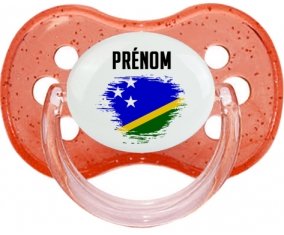 Drapeau effet pinceau îles Salomon avec prénom Sucete Cerise Rouge à paillette