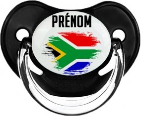 Drapeau effet pinceau Afrique du Sud avec prénom Sucette Physiologique Noir classique