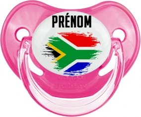 Drapeau effet pinceau Afrique du Sud avec prénom Sucette Physiologique Rose classique