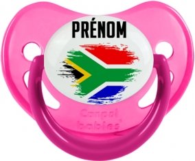Drapeau effet pinceau Afrique du Sud avec prénom Sucette Physiologique Rose phosphorescente