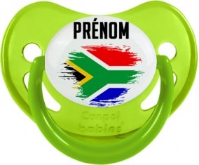 Drapeau effet pinceau Afrique du Sud avec prénom Sucette Physiologique Vert phosphorescente