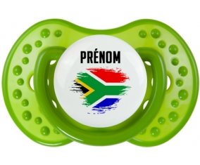 Drapeau effet pinceau Afrique du Sud avec prénom : Sucette LOVI Dynamic personnalisée
