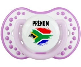 Drapeau effet pinceau Afrique du Sud avec prénom Sucette LOVI Dynamic Blanc-mauve classique