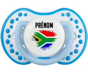 Drapeau effet pinceau Afrique du Sud avec prénom Sucette LOVI Dynamic Blanc-bleu phosphorescente