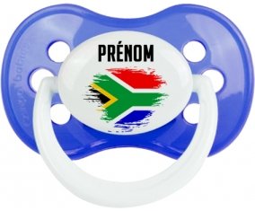 Drapeau effet pinceau Afrique du Sud avec prénom Tétine Anatomique Bleu classique