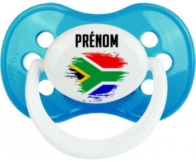 Drapeau effet pinceau Afrique du Sud avec prénom Tétine Anatomique Cyan classique