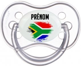 Drapeau effet pinceau Afrique du Sud avec prénom Tétine Anatomique Transparente classique