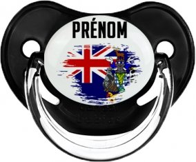 Drapeau effet pinceau Géorgie du Sud et les Îles Sandwich du Sud avec prénom Sucette Physiologique Noir classique