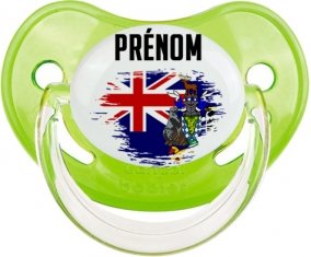 Drapeau effet pinceau Géorgie du Sud et les Îles Sandwich du Sud avec prénom Sucette Physiologique Vert classique