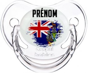 Drapeau effet pinceau Géorgie du Sud et les Îles Sandwich du Sud avec prénom Sucette Physiologique Transparent classique