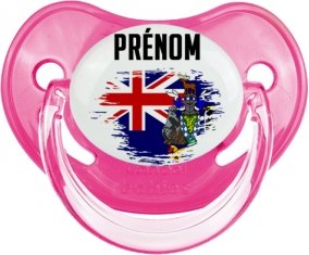 Drapeau effet pinceau Géorgie du Sud et les Îles Sandwich du Sud avec prénom Sucette Physiologique Rose classique