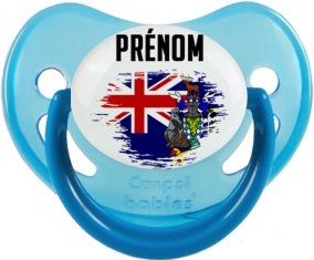 Drapeau effet pinceau Géorgie du Sud et les Îles Sandwich du Sud avec prénom Sucette Physiologique Bleue phosphorescente