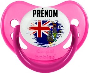 Drapeau effet pinceau Géorgie du Sud et les Îles Sandwich du Sud avec prénom Sucette Physiologique Rose phosphorescente