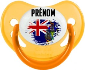 Drapeau effet pinceau Géorgie du Sud et les Îles Sandwich du Sud avec prénom Sucette Physiologique Jaune phosphorescente