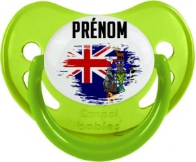 Drapeau effet pinceau Géorgie du Sud et les Îles Sandwich du Sud avec prénom Sucette Physiologique Vert phosphorescente